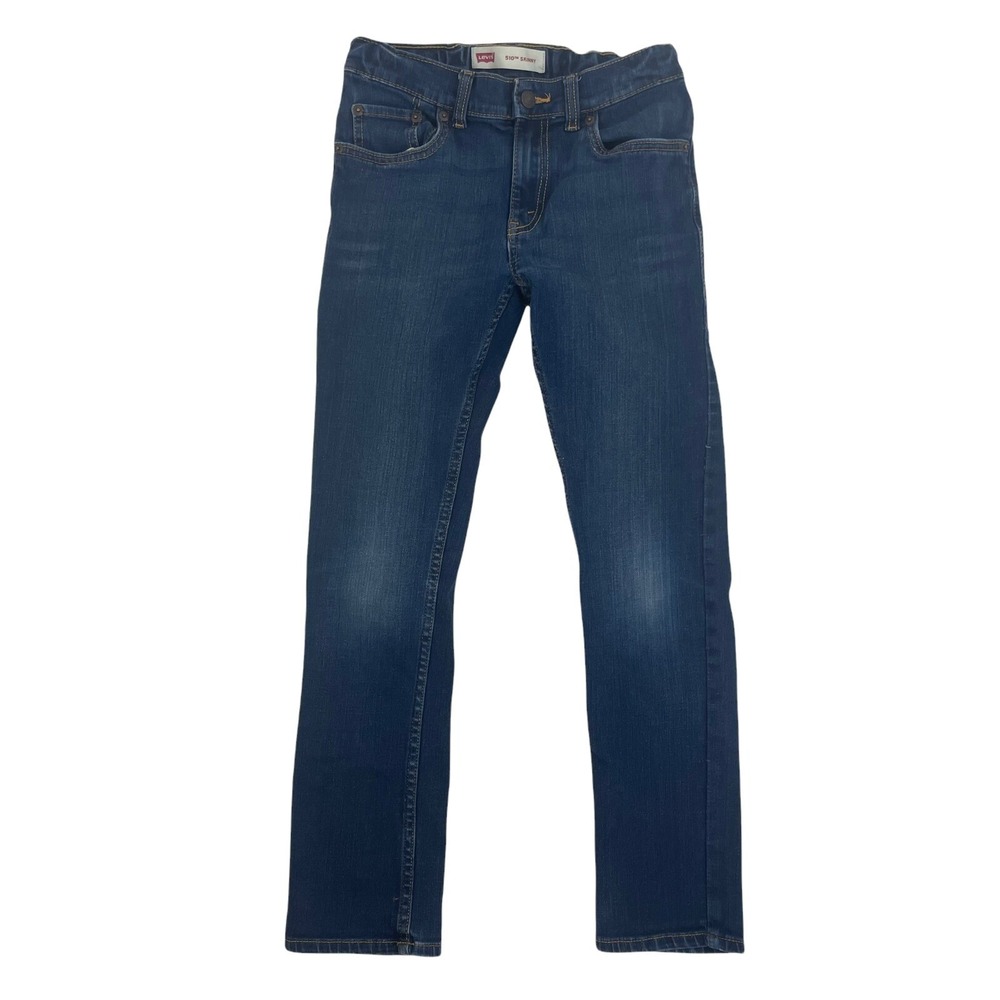 Levi's Girl's 510 Skinny Adjustable Waist Dark Blue Denim Jeans Size 12 Stretch